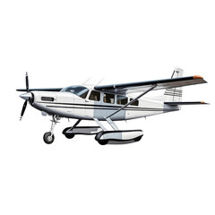 Isolated Cessna Caravan Amphibian Aircraft in Stark White Finish.