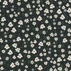 Botanical Seamless Pattern. Modern Trendy Floral Background. Wildflowers and Leaves Vintage Wallpaper. Botanical Design for Prints, Surface, Home Decoration, Fabric. Vector Illustration.