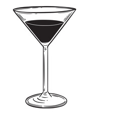 Vermouth drink line drawing isolated on white background.