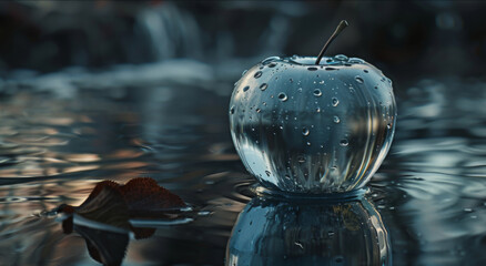 Transparent glass apple 
