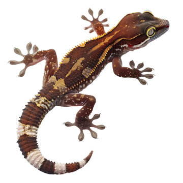 Isolated Common House Gecko with Unique Patterns and Colors.