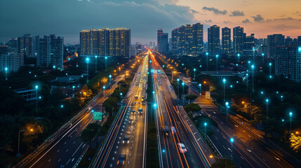 Fototapeta premium 6G internet coverage in the city