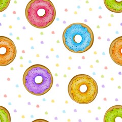 Cute Donut and Cupcake Print: Fun Pink and White Pastry Icons - Seamless Sugar Dessert Wallpaper