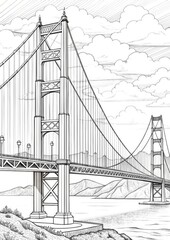 Fototapeta premium Golden Gate Bridge Coloring Page