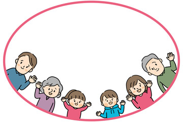 三世代家族とふきだしのフレーム