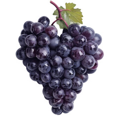 Fototapeta premium Isolated Heart-Shaped Bunch of Fresh Grapes Without Background.