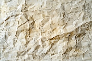 Close-up shot of crumpled paper with wrinkles and creases