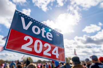 American flag with a prominently displayed Vote 2024 banner, encouraging voter participation