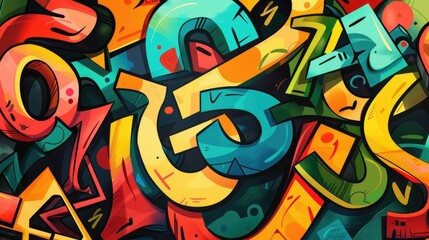 Obraz premium Vibrant street art on urban wall with bold lettering and shapes