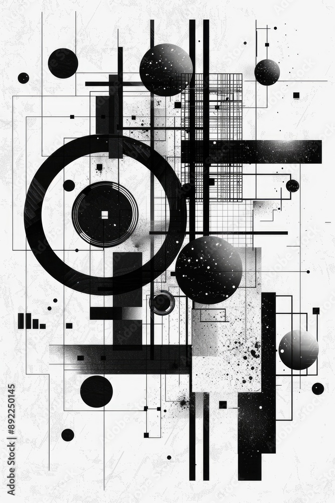 Poster a close-up shot of a black and white abstract design, suitable for use in design or art projects