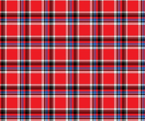 Plaid pattern, red, black, blue, white, seamless for textiles and design clothing, skirts, pants, aprons, tablecloths, blankets or decorative fabrics. Vector illustration.