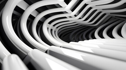 3d rendering of black and white abstract geometric background. Scene for advertising, technology, showcase, banner, game, sport, cosmetic, business, metaverse. Sci-Fi Illustration. Product display