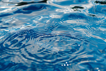 The clear blue surface of the water gradients from light to dark.