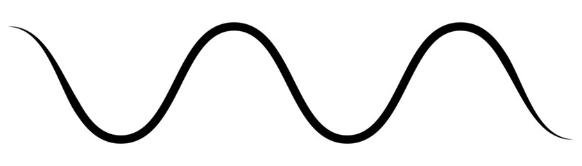 Black on white Horizontal wave line. Billowy, undulating zigzag, crisscross stripes