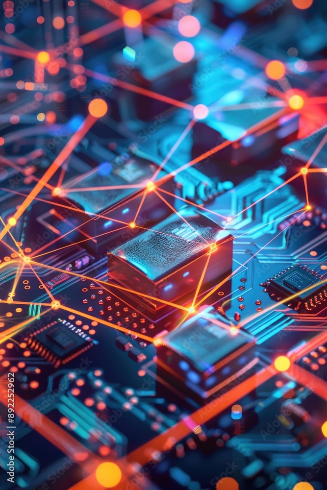 Aufkleber Electronic components on a circuit board, ideal for tech-related concepts or product demonstrations