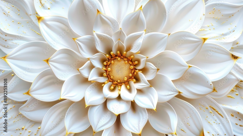 Poster Close-up of a single white flower sitting on a table, simple and elegant composition