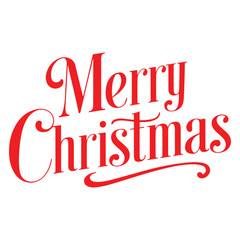 Merry Christmas typography in red color