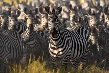 Fototapeta premium herd of zebras