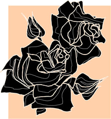 Vector silhouette illustration sketch, detailed design, painting, rose, decoration, ornament, icon, symbol of love for your beloved partner