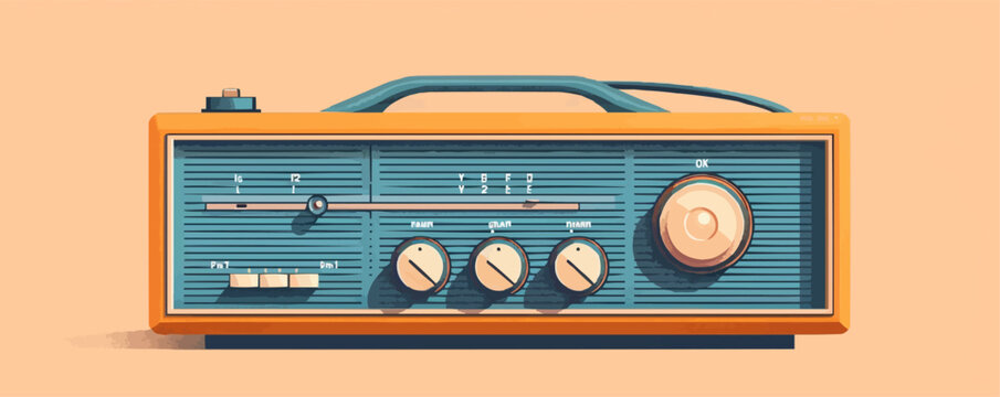 Nostalgic transistor radio with knobs Vector flat minimalistic isolated illustration