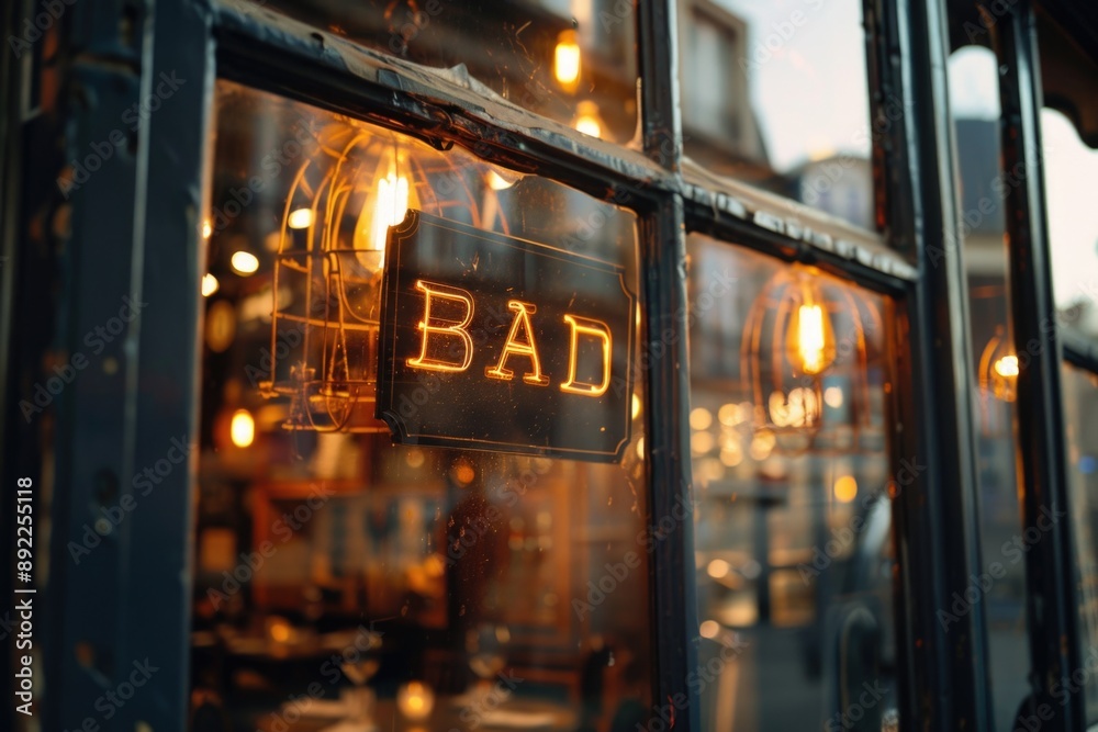 Aufkleber a window with a warning sign saying 'bad'