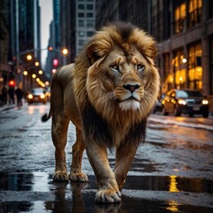 Wildlife Lion Majestic Big cat Wilderness feline in the city