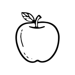 vector apple doodles. outline drawing of a fruit isolated on a white background