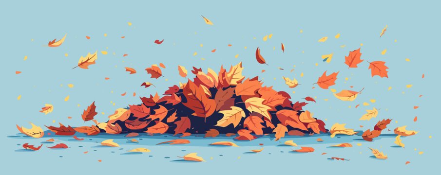 A pile of colorful autumn leaves in a park. Vector flat minimalistic isolated illustration.