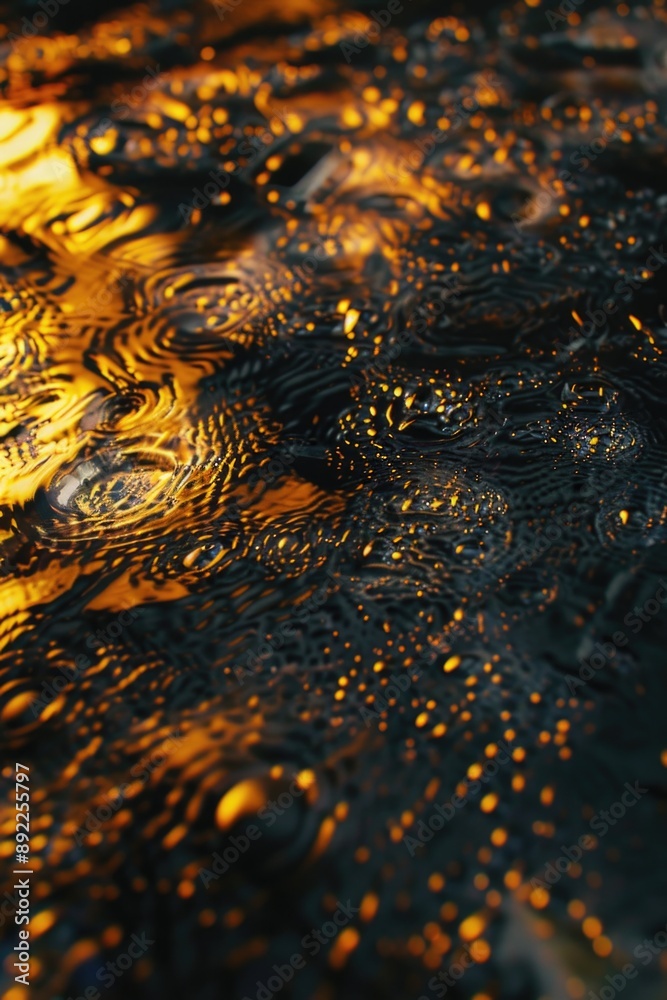 Poster close-up shot of water surface with light reflection, suitable for backgrounds and textures