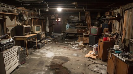 Horror film buff's creepy horror movie set garage