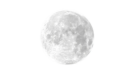 White Full Moon on Transparent Background for Night Sky or Lunar Designs