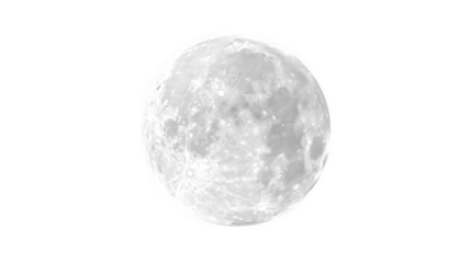 White Full Moon on Transparent Background for Night Sky or Lunar Designs