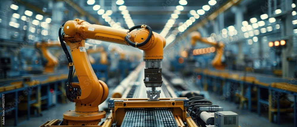 Wall mural innovative engineer optimizing industrial robotics in a production setting
