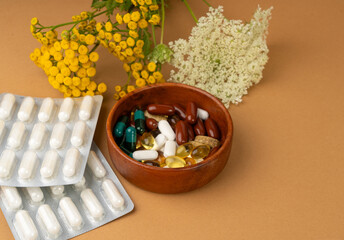 Herbal Pills, Nature Medicine Supplements, Plant Capsules, Vitamin Mineral Medicine, Healthy Drugs,