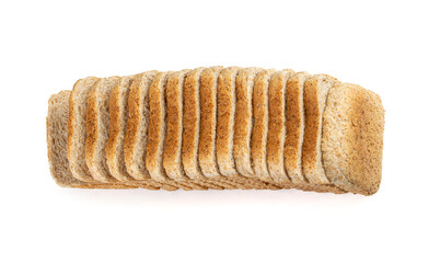 Whole Grain Healthy Sandwich Bread Square Slices Isolated, Supermarket Bread for Toasts, Soft Pieces