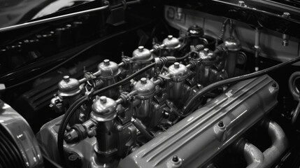 Fototapeta premium The engine roared to life, a symphony of pistons and gears in perfect harmony