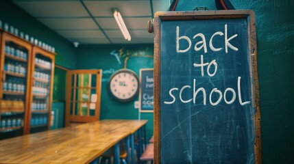 Obraz premium back to school written on a blackboard. Back to school concept