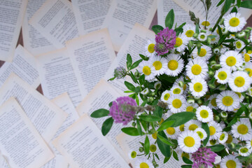 flowers and book