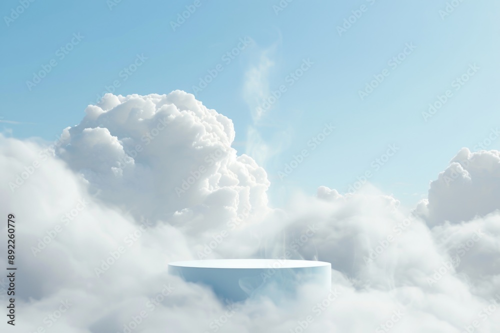 Aufkleber a round table in a cloudy sky, simple and serene