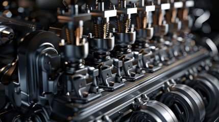 A close up of a car engine with many small parts
