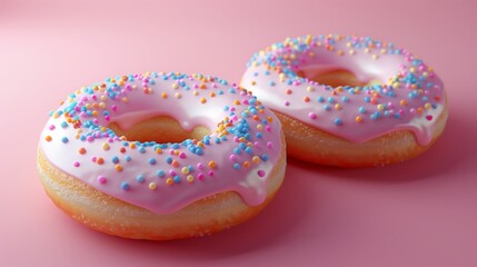 Two Donuts on Gradient Pastel Backgrounds 