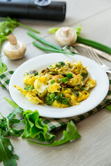 fried omelette stuffed with herbs, parsley, dill