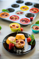Sweet curd muffins with strawberry filling