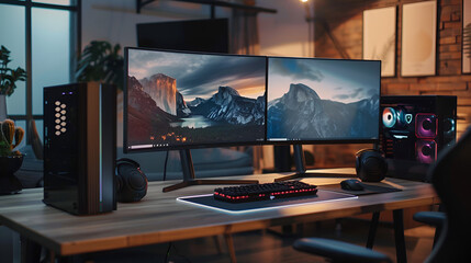 Two monitor setup for gaming and workspace