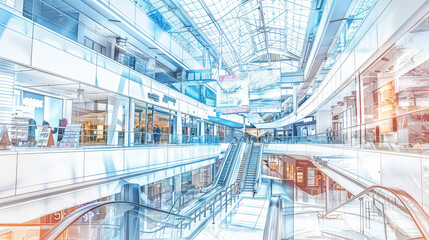 Evolution of Retail: Modern Mall from Color to Sketch. Generative AI