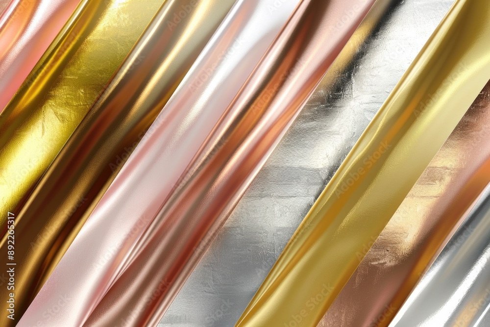 Poster a detailed view of metallic surfaces reflecting light, ideal for use in product or design illustrati