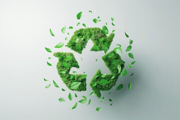 A green leafy symbol with a green arrow pointing to the right. Environmental concept