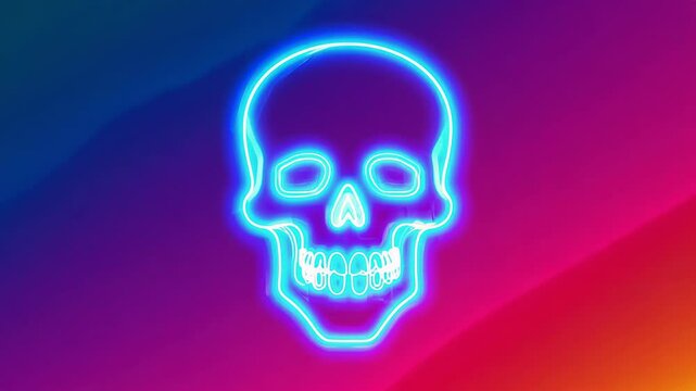 Neon silhouette of a skull on a bright gradient background.
Concept: Halloween parties, nightclubs, digital media, music and pop culture.