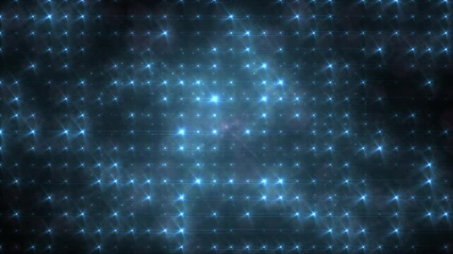Abstract loop glowing blue disco wall with light bulbs abstract background. Video 4k