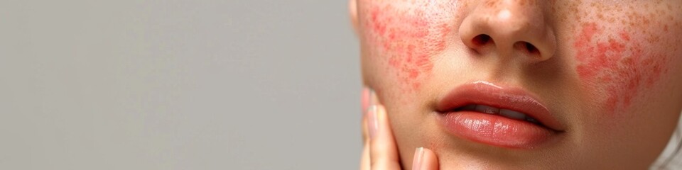 Fototapeta premium Abstract Visualization of Highly Contagious Bacterial Skin Infection: Pustules and Erythema in Vivid Detail. AI-Generated 4K Illustration Depicting Dermatological Condition with Red, Tender Rash for M